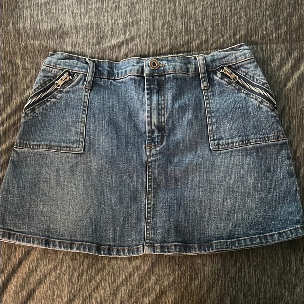 Hot Kiss Denim Mini Skirt w/ zipper pockets